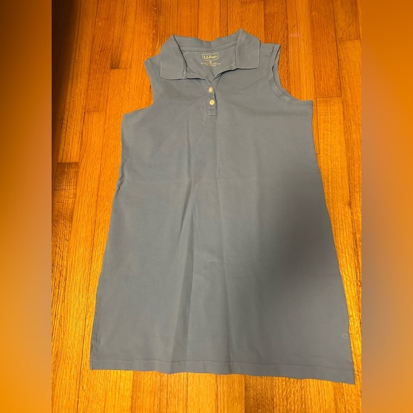 L.L. Bean Shirt Dress Women's M Light blue 98% Cotton Sleeveless Collared (b3 - Picture 2 of 10